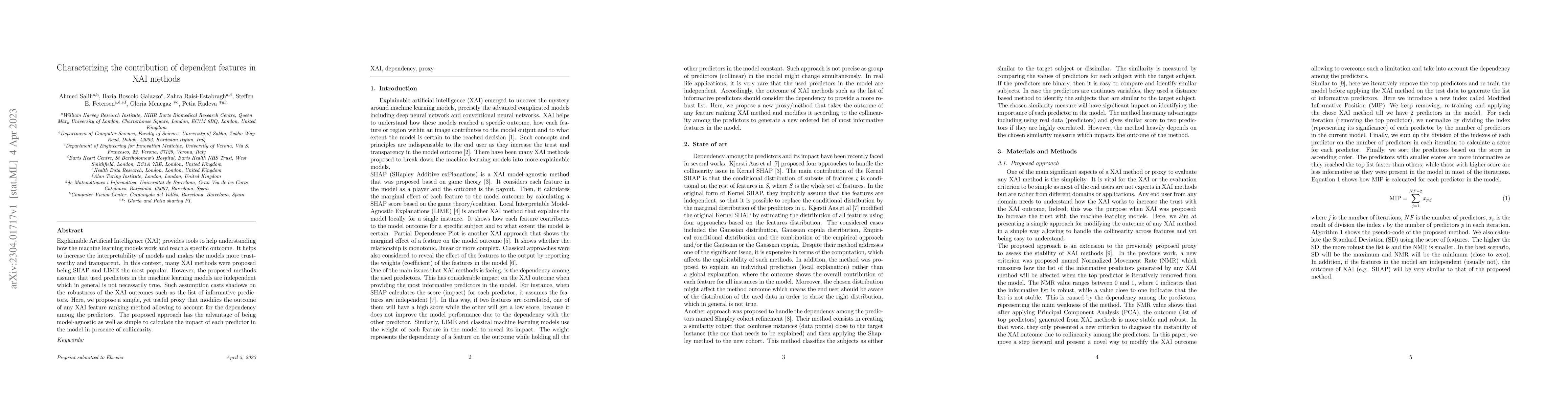 Thumbnail for Characterizing the contribution of dependent features in XAI methods