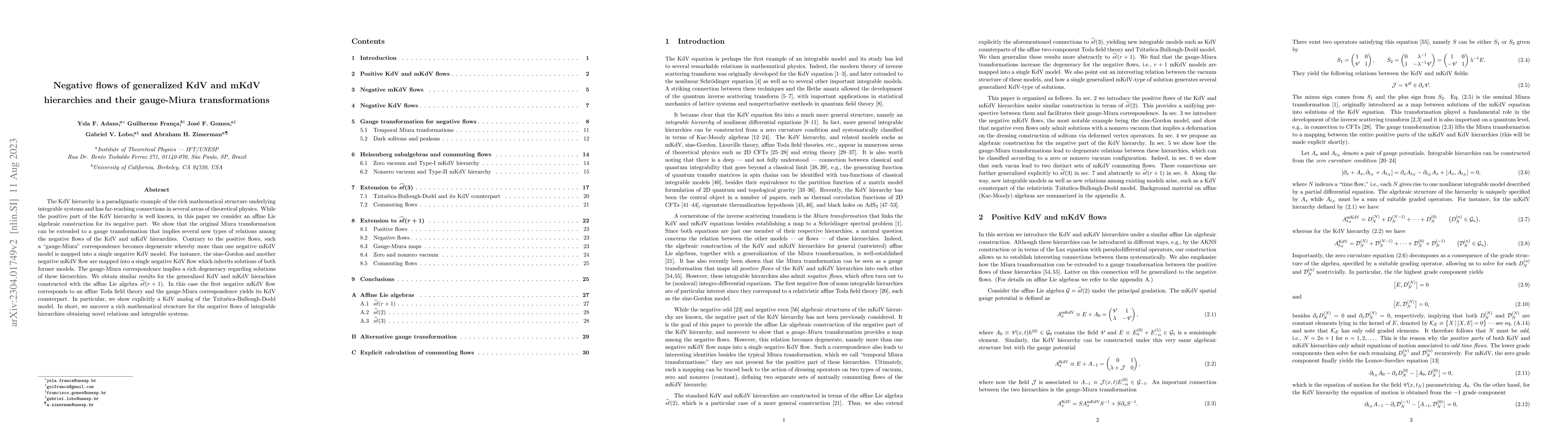 Thumbnail for Negative flows of generalized KdV and mKdV hierarchies and their
  gauge-Miura transformations