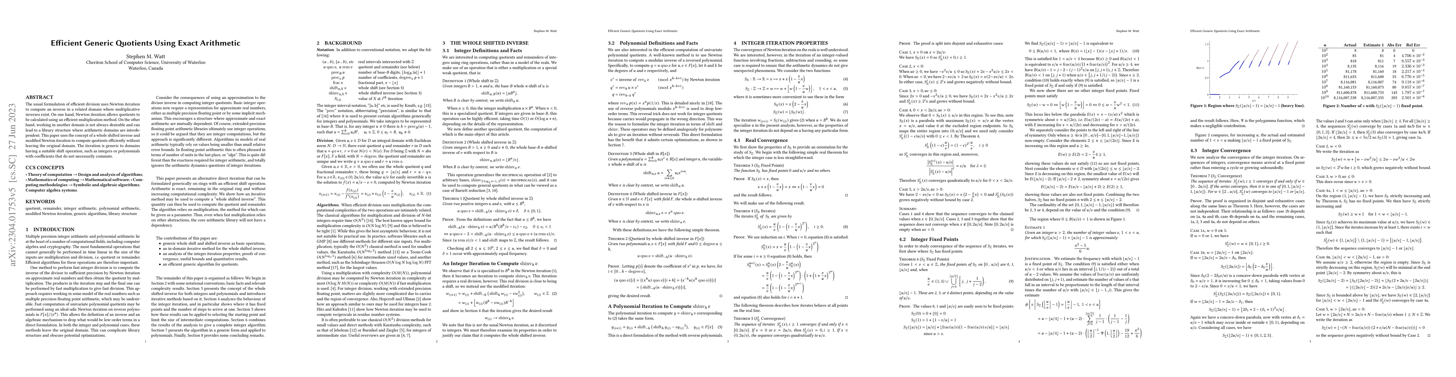 Thumbnail for Efficient Generic Quotients Using Exact Arithmetic