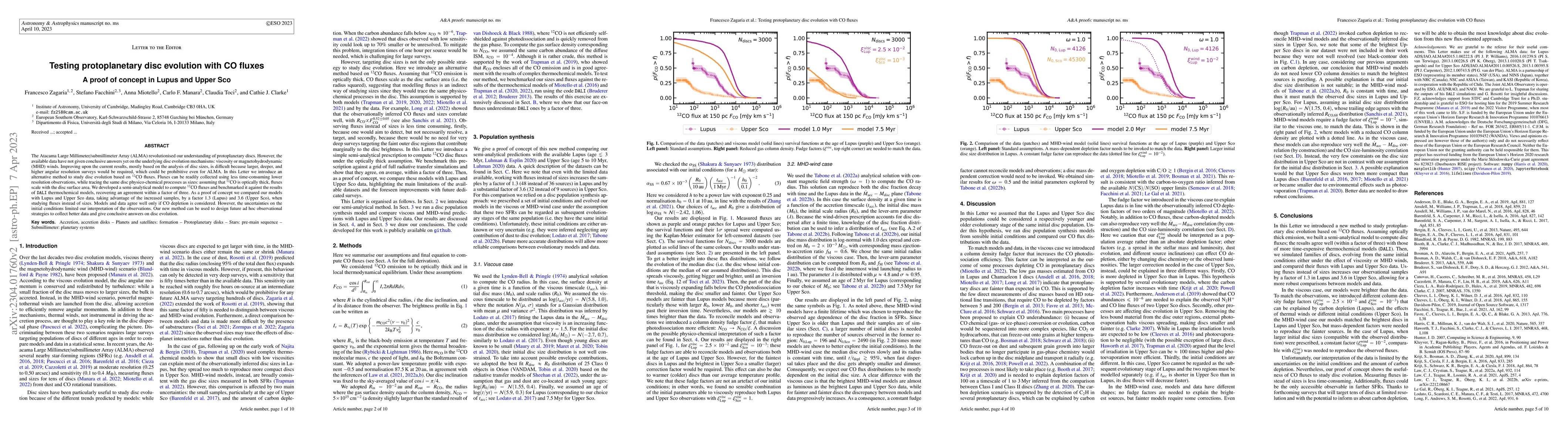 Thumbnail for Testing protoplanetary disc evolution with CO fluxes. A proof of concept
  in Lupus and Upper Sco