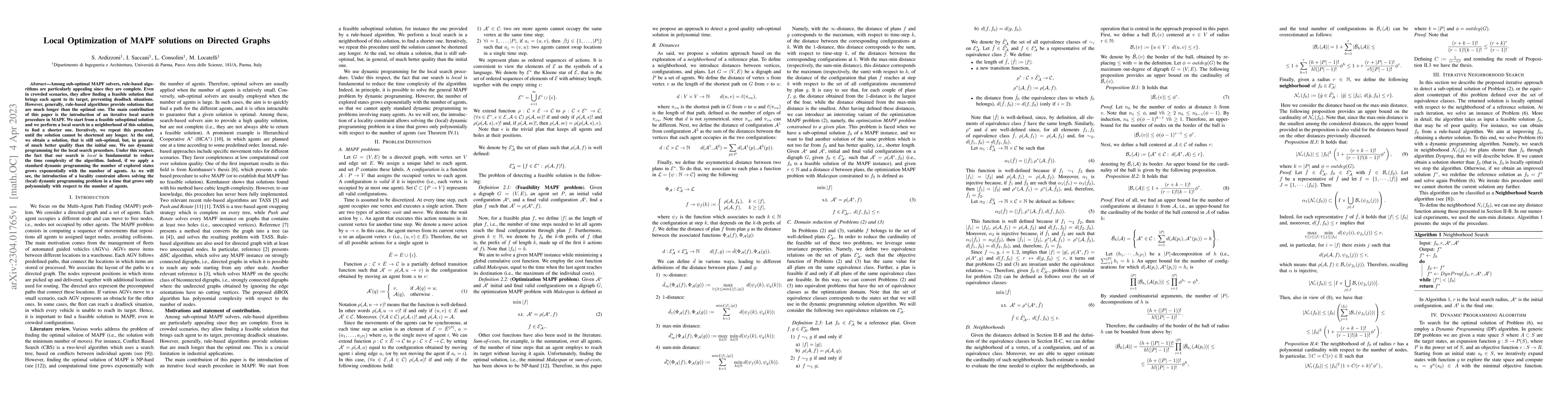 Thumbnail for Local Optimization of MAPF solutions on Directed Graphs