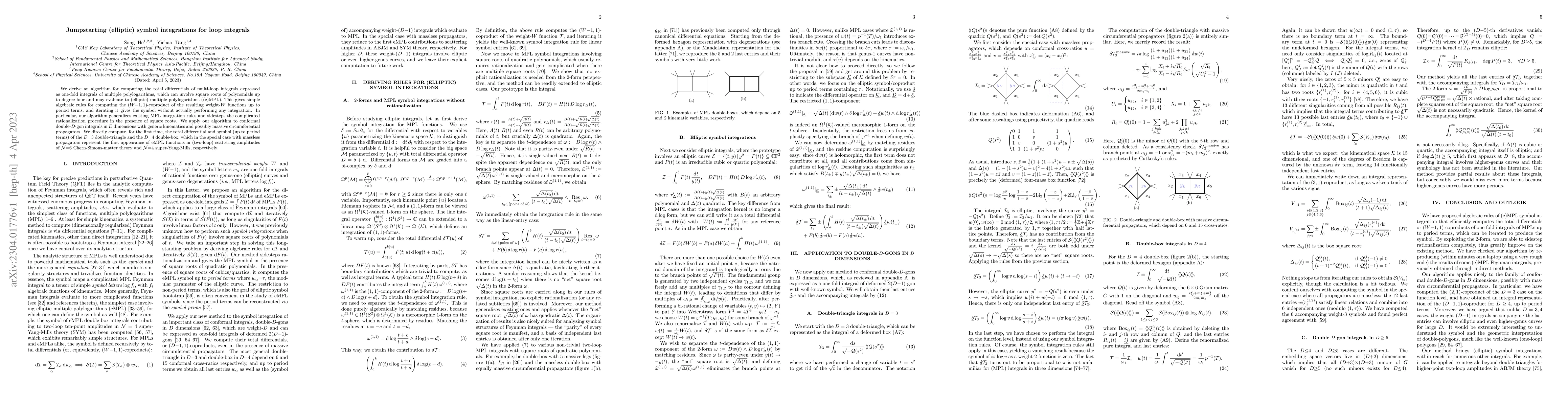 Thumbnail for Jumpstarting (elliptic) symbol integrations for loop integrals