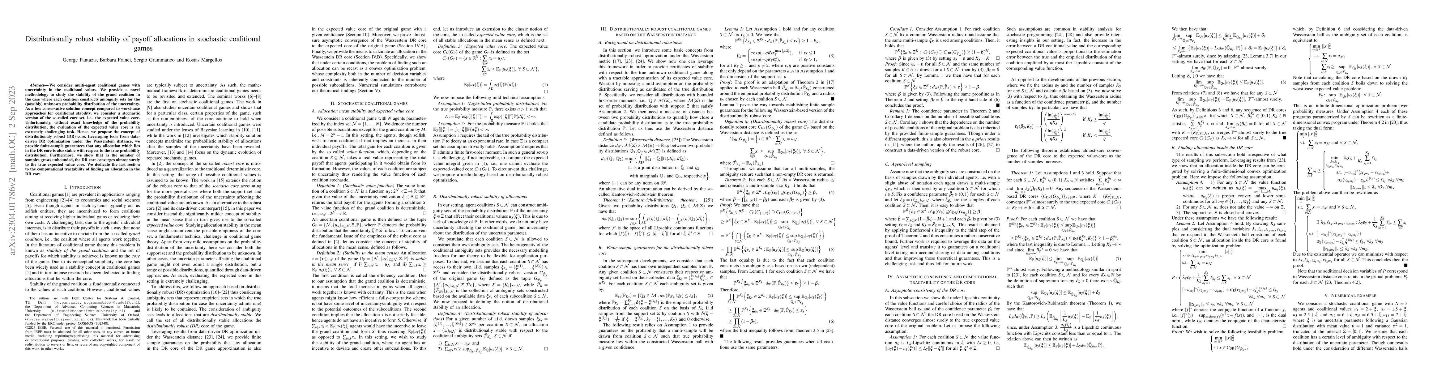 Thumbnail for Distributionally robust stability of payoff allocations in stochastic
  coalitional games