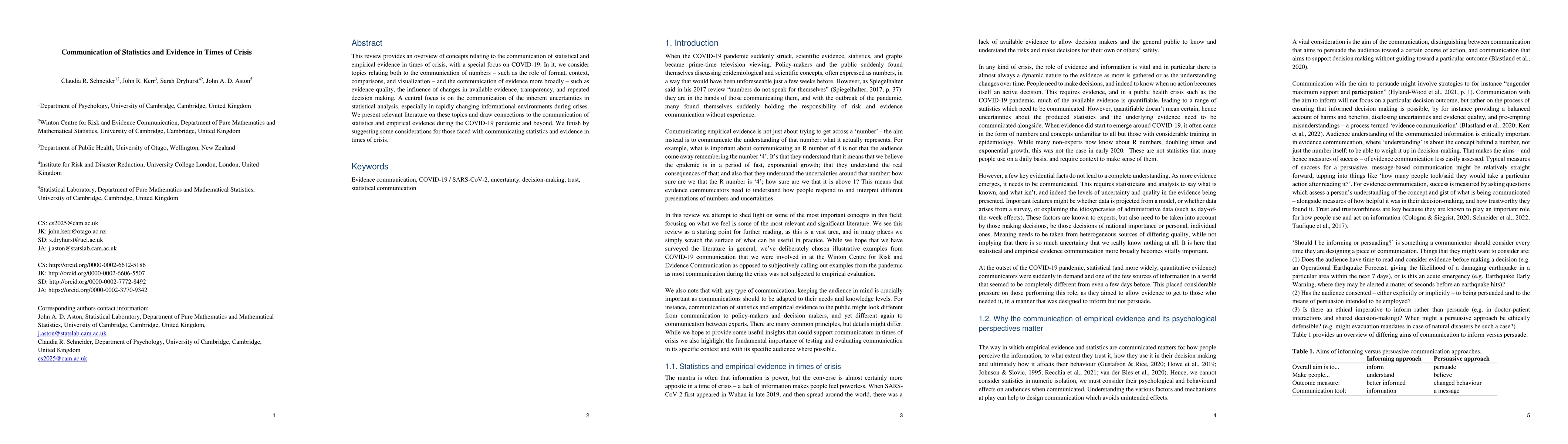 Thumbnail for Communication of Statistics and Evidence in Times of Crisis