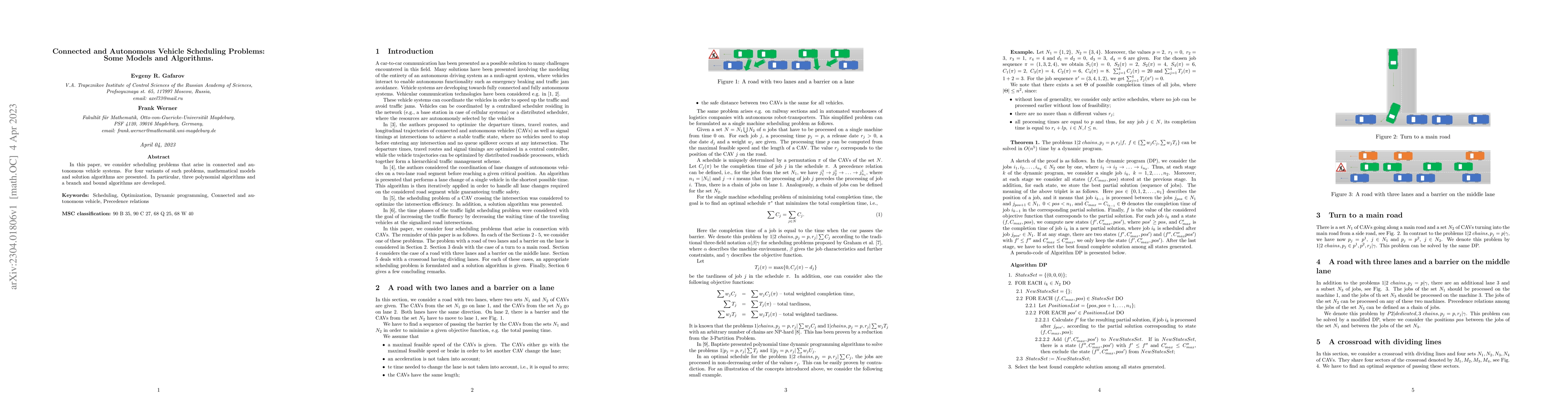 Thumbnail for Connected and Autonomous Vehicle Scheduling Problems: Some Models and
  Algorithms