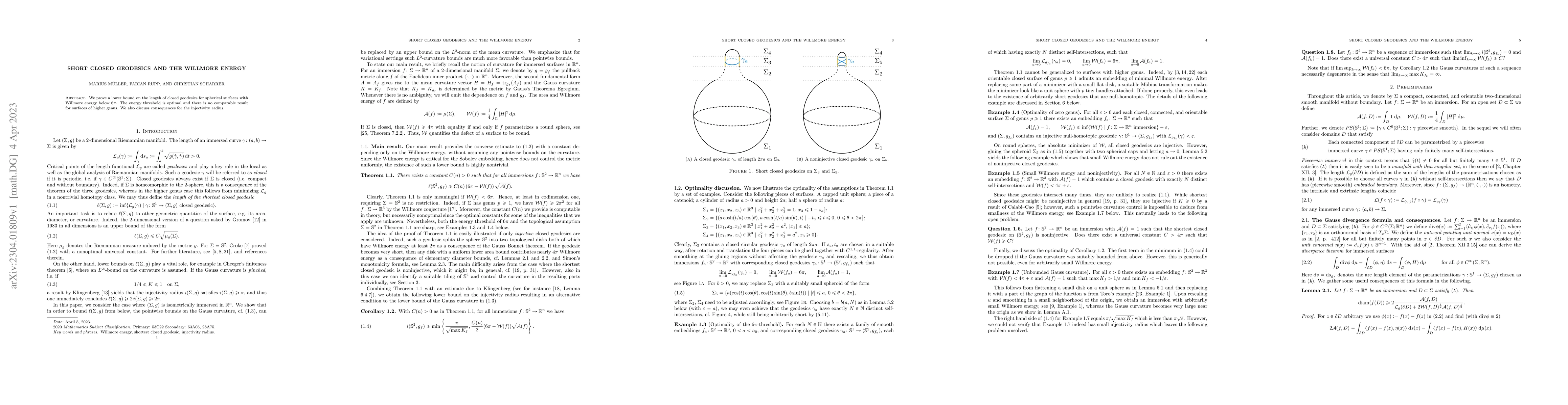 Thumbnail for Short closed geodesics and the Willmore energy