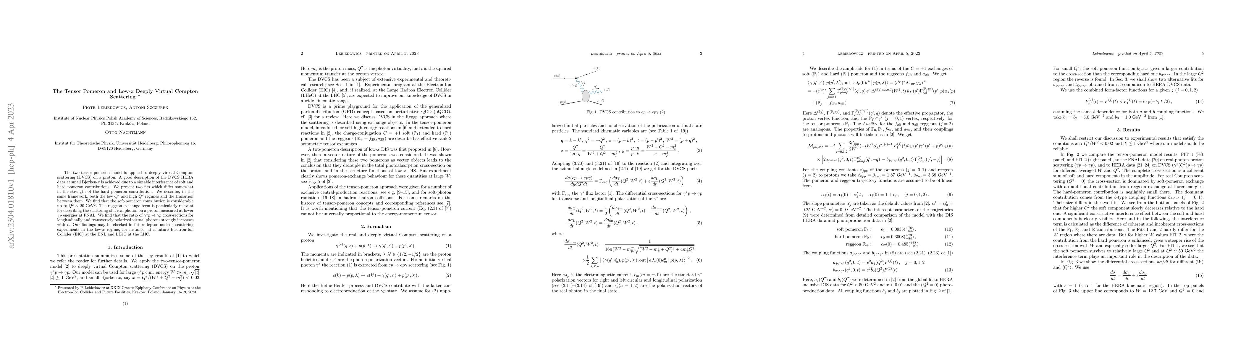 Thumbnail for The Tensor Pomeron and Low-x Deeply Virtual Compton Scattering