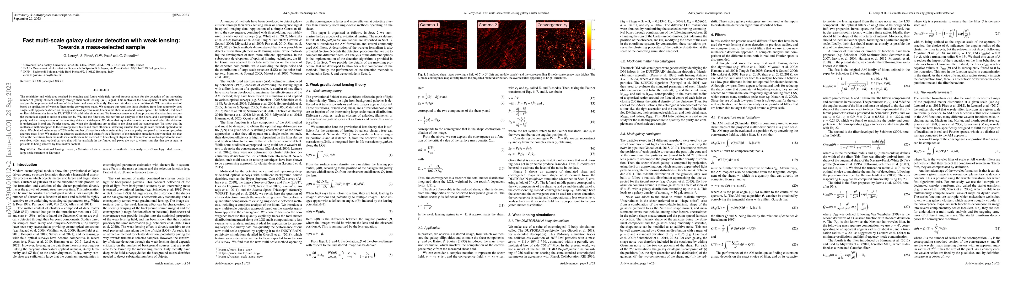 Thumbnail for Fast multiscale galaxy cluster detection with weak lensing: towards a
  mass-selected sample