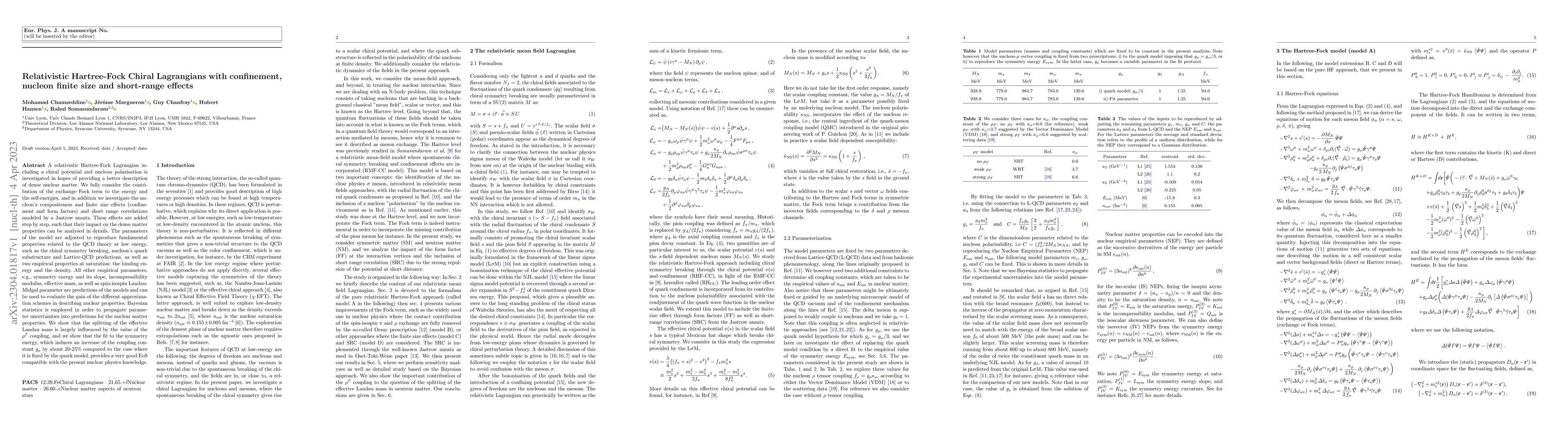 Thumbnail for Relativistic Hartree-Fock Chiral Lagrangians with confinement, nucleon
  finite size and short-range effects