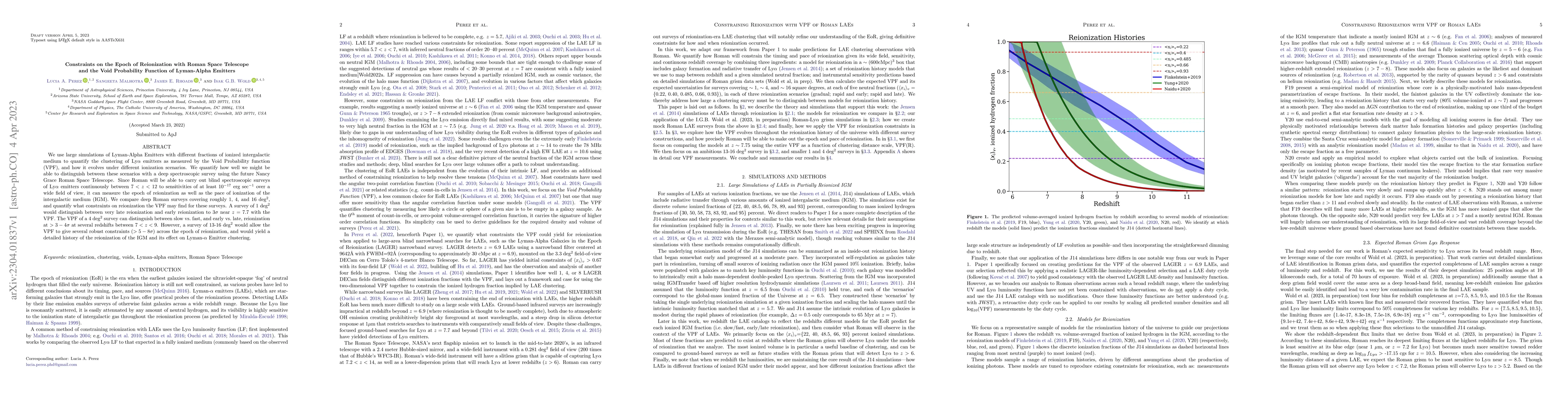 Thumbnail for Constraints on the Epoch of Reionization with Roman Space Telescope and
  the Void Probability Function of Lyman-Alpha Emitters