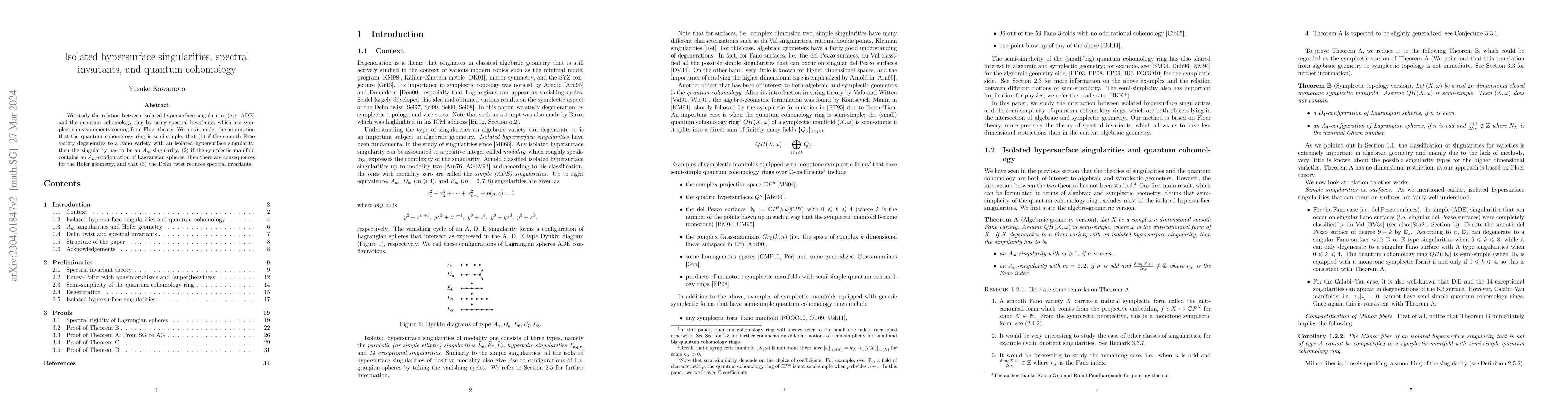 Thumbnail for Isolated hypersurface singularities, spectral invariants, and quantum
  cohomology