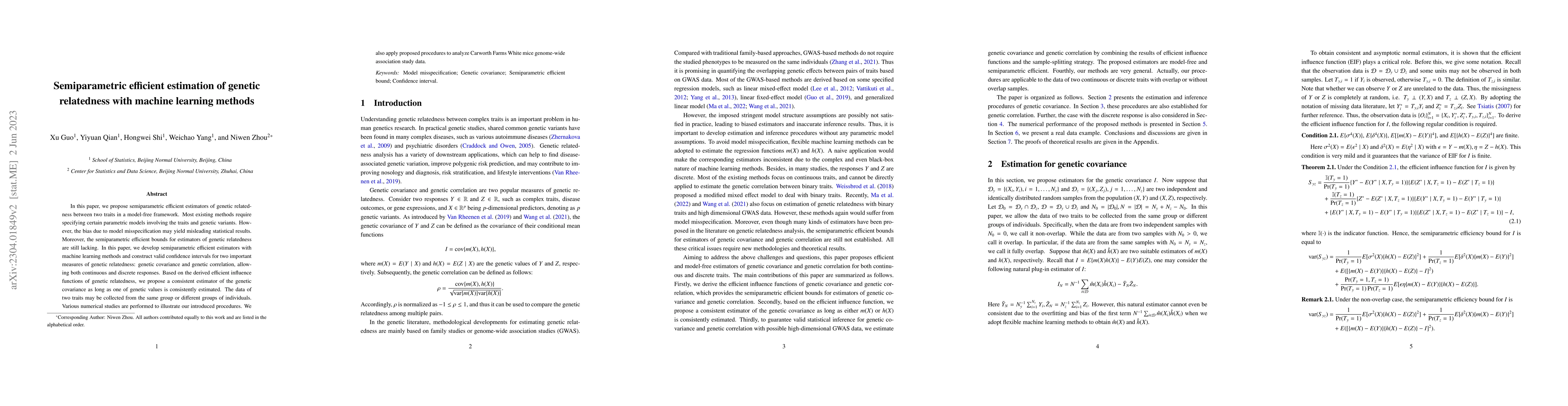 Thumbnail for Semiparametric efficient estimation of genetic relatedness with machine
  learning methods