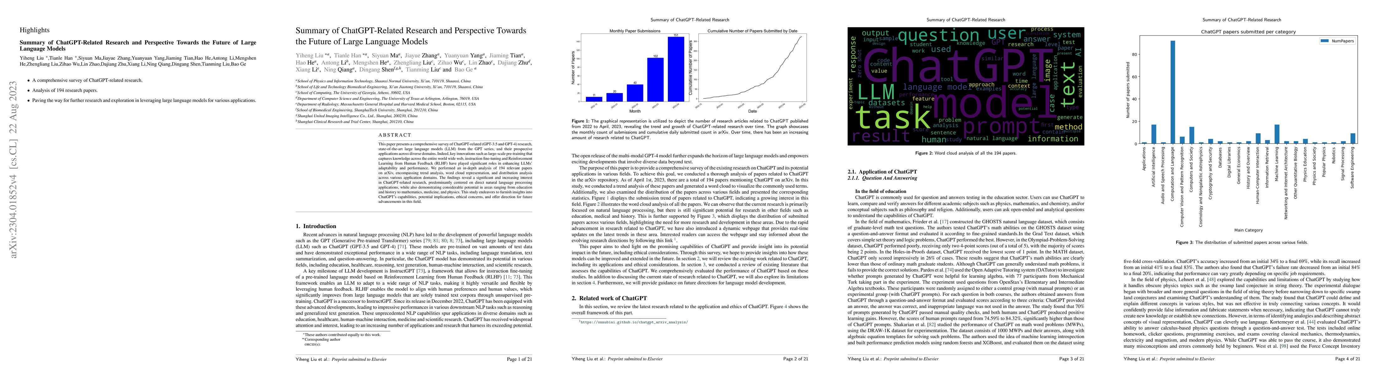 Thumbnail for Summary of ChatGPT-Related Research and Perspective Towards the Future
  of Large Language Models