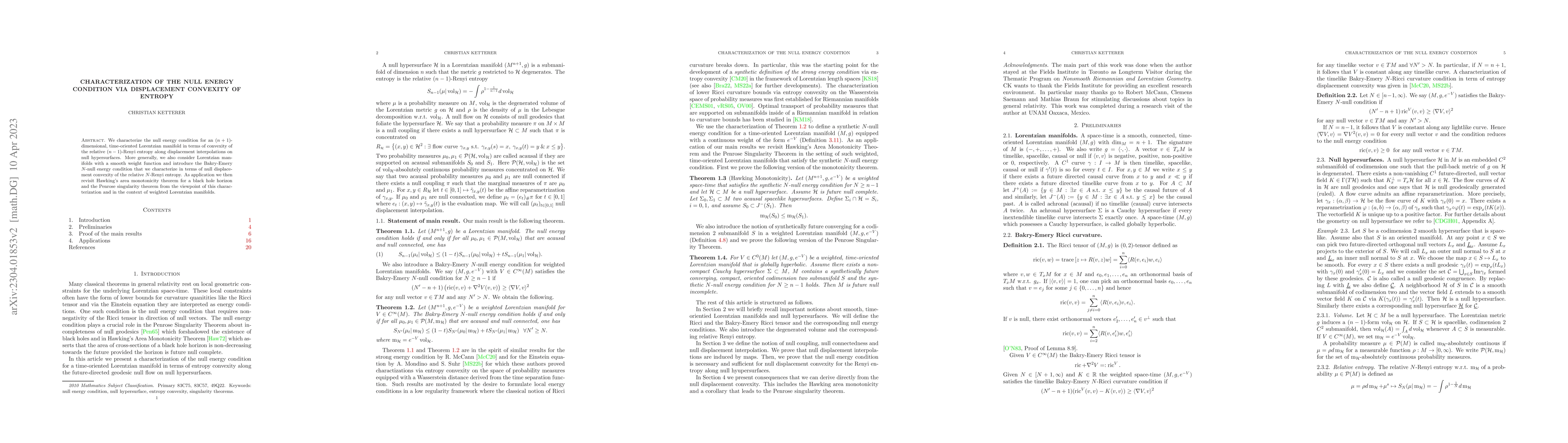 Thumbnail for Characterization of the null energy condition via displacement convexity
  of entropy