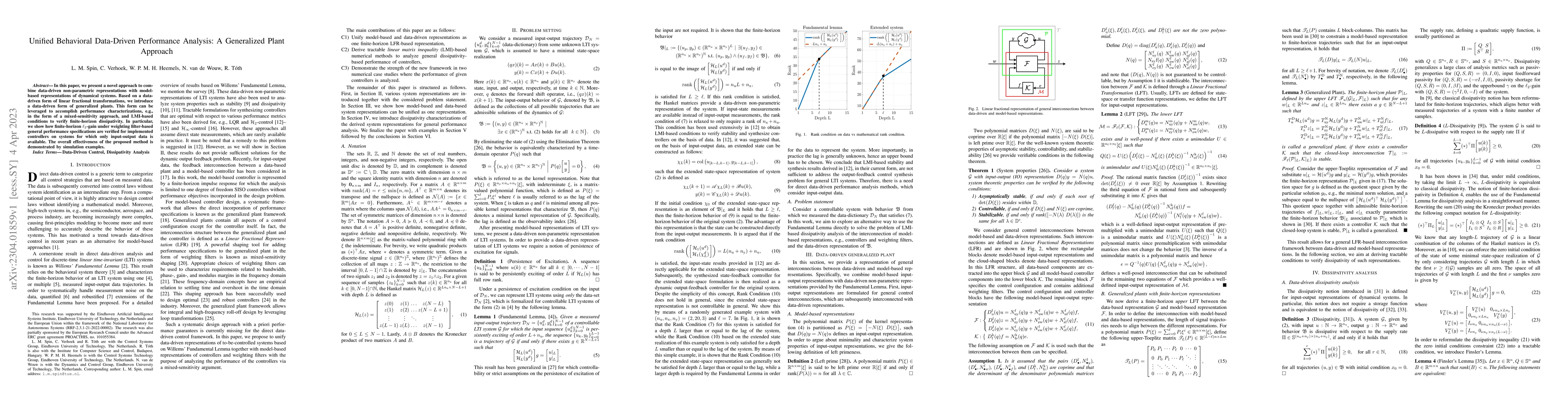 Thumbnail for Unified Behavioral Data-Driven Performance Analysis: A Generalized Plant
  Approach