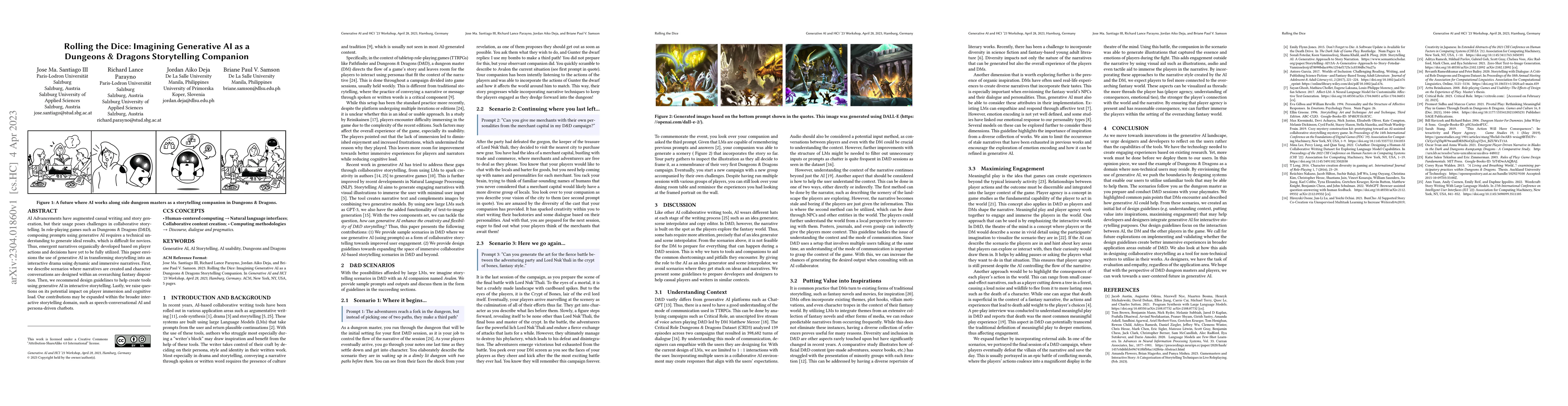 Thumbnail for Rolling the Dice: Imagining Generative AI as a Dungeons & Dragons
  Storytelling Companion