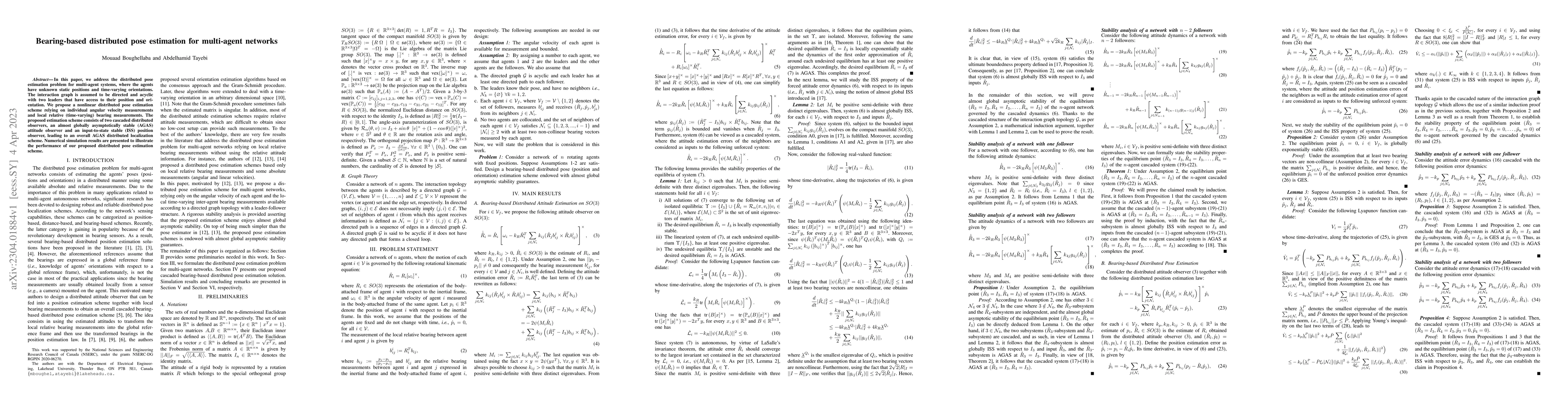 Thumbnail for Bearing-based distributed pose estimation for multi-agent networks