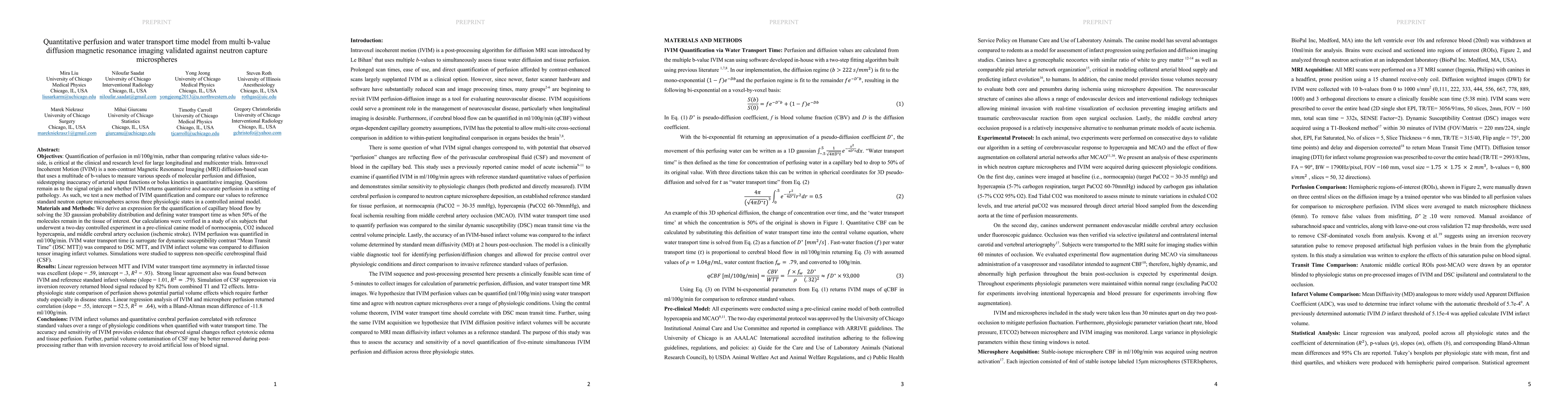 Thumbnail for Quantitative perfusion and water transport time model from multi b-value
  diffusion magnetic resonance imaging validated against neutron capture
  microspheres