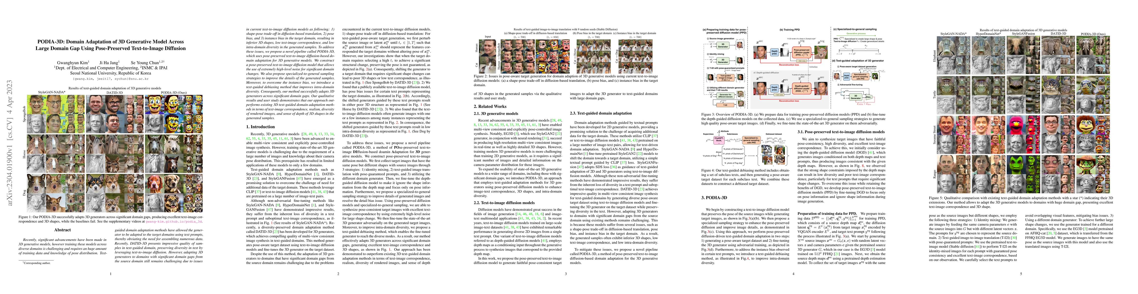 Thumbnail for PODIA-3D: Domain Adaptation of 3D Generative Model Across Large Domain
  Gap Using Pose-Preserved Text-to-Image Diffusion