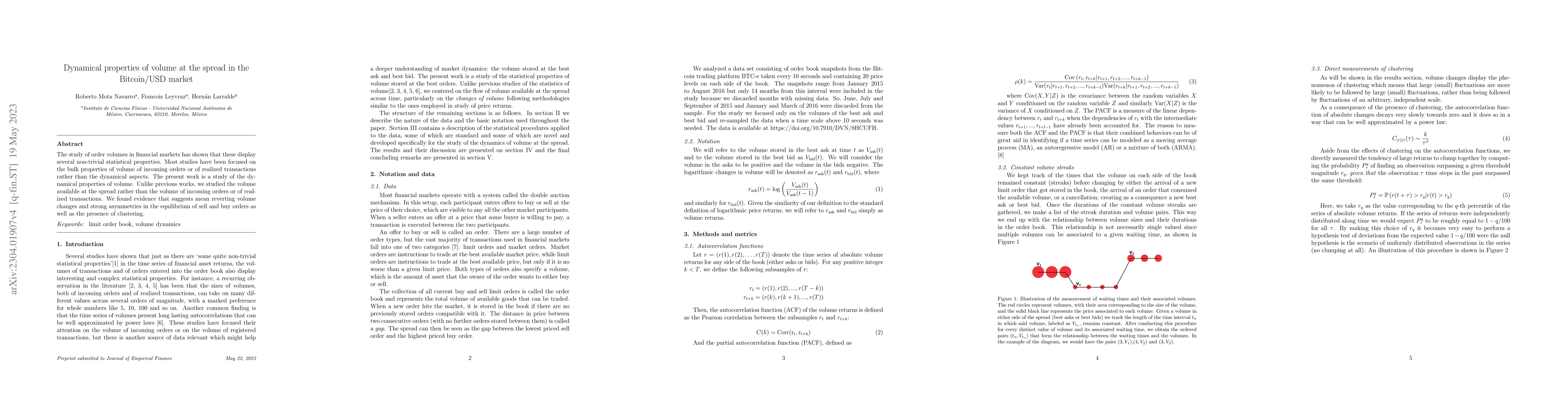 Thumbnail for Dynamical properties of volume at the spread in the Bitcoin/USD market