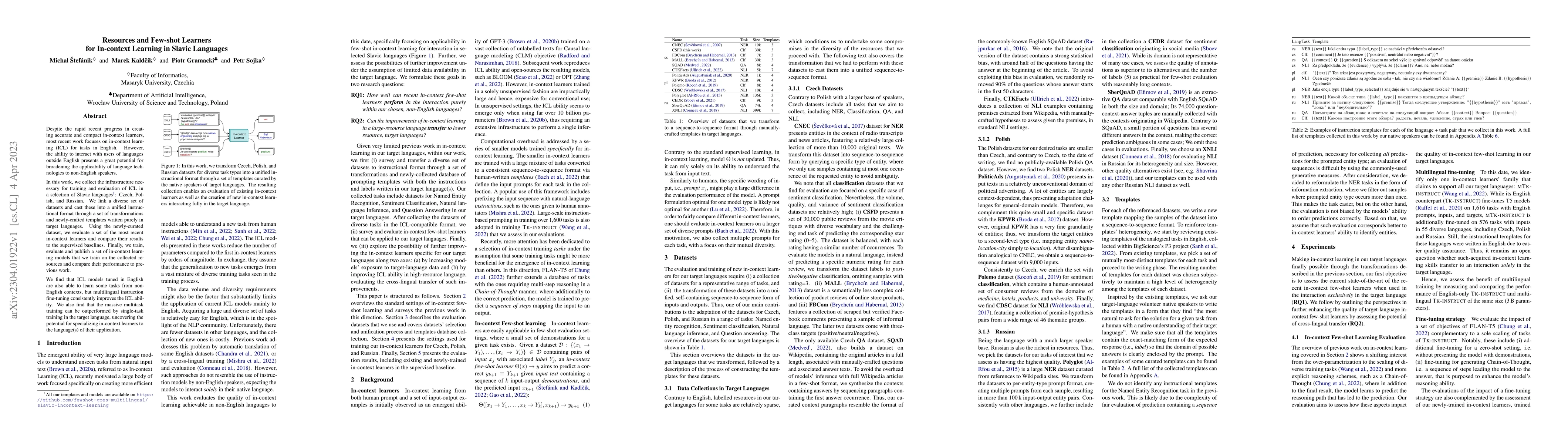 Thumbnail for Resources and Few-shot Learners for In-context Learning in Slavic
  Languages