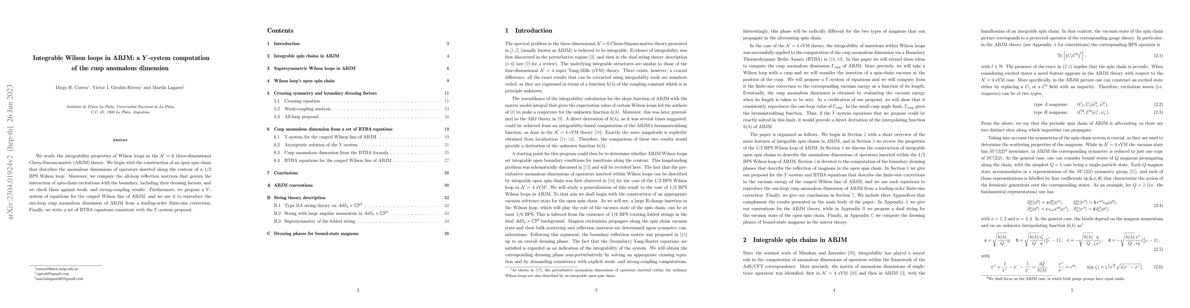 Thumbnail for Integrable Wilson loops in ABJM: a $Y$-system computation of the cusp
  anomalous dimension