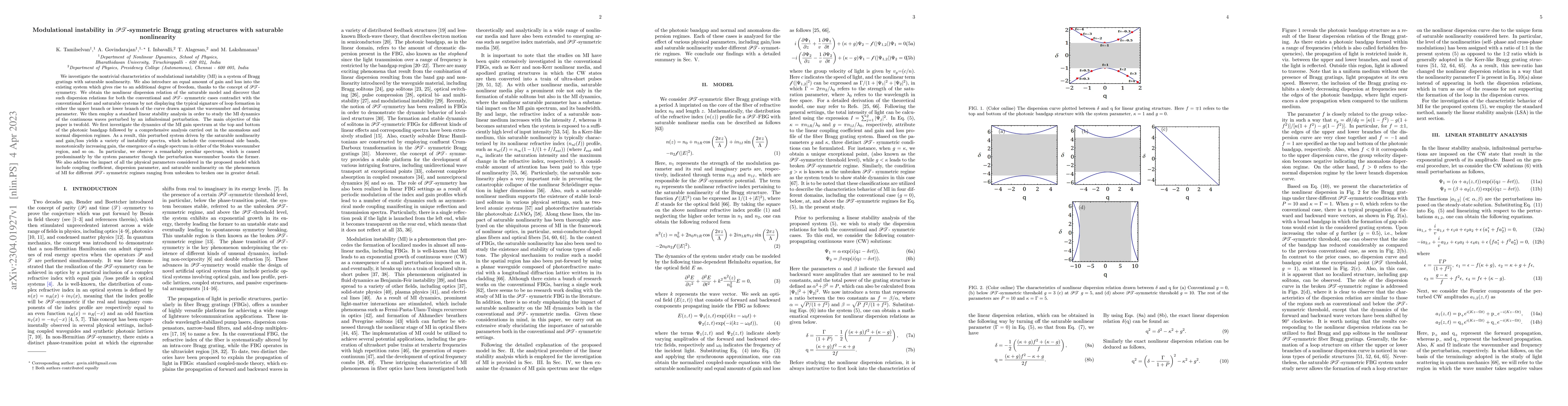 Thumbnail for Modulational instability in $\cal{PT}$-symmetric Bragg grating
  structures with saturable nonlinearity