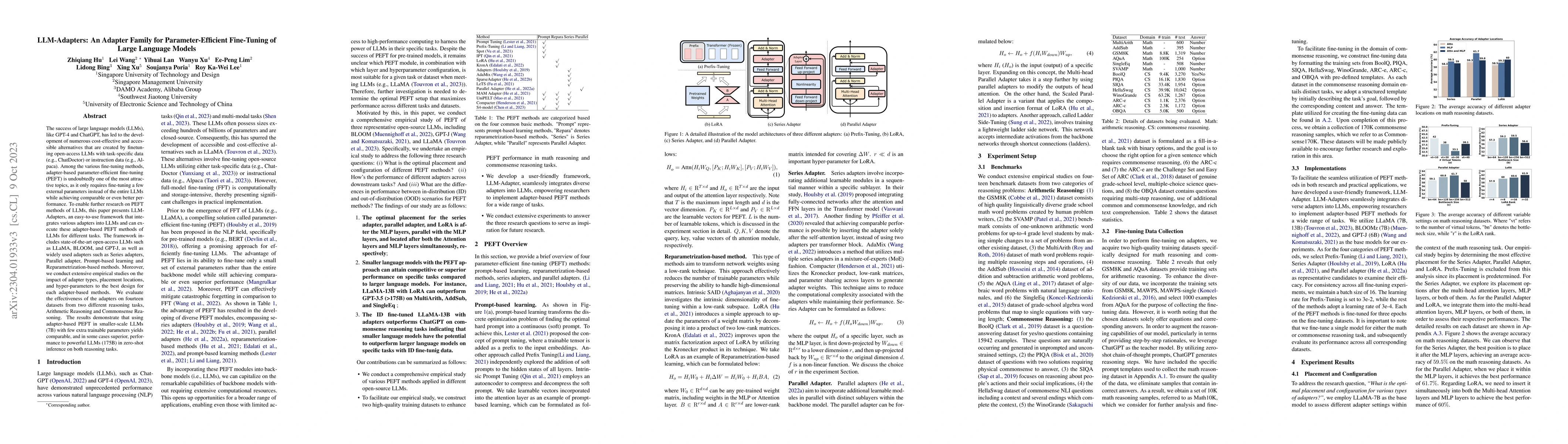 Thumbnail for LLM-Adapters: An Adapter Family for Parameter-Efficient Fine-Tuning of
  Large Language Models