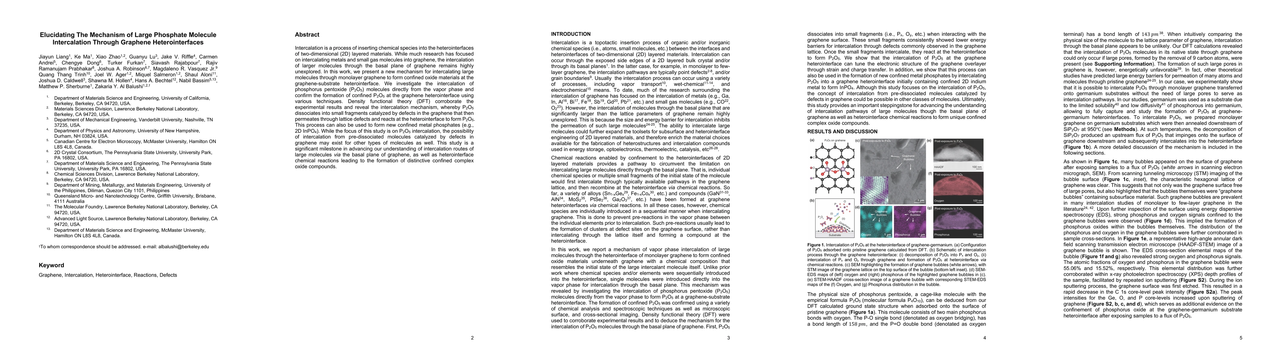 Thumbnail for Elucidating the Mechanism of Large Phosphate Molecule Intercalation
  Through Graphene Heterointerfaces