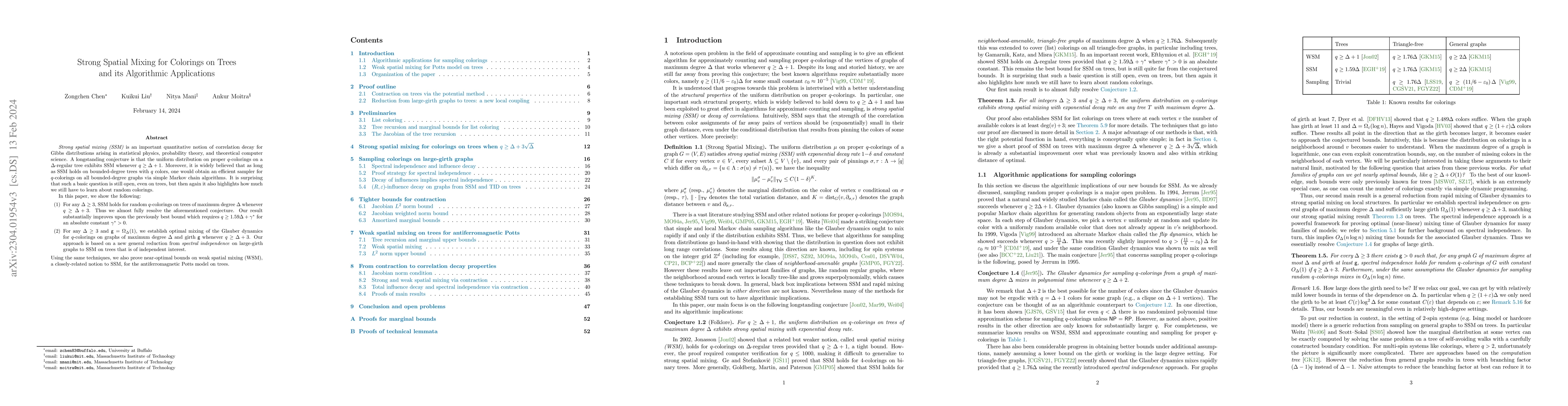 Thumbnail for Strong spatial mixing for colorings on trees and its algorithmic
  applications