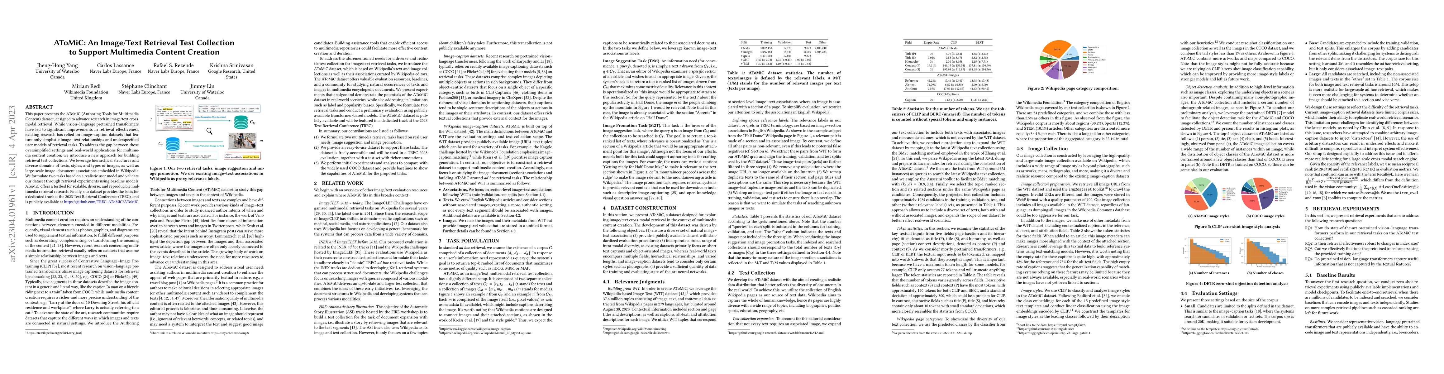 Thumbnail for AToMiC: An Image/Text Retrieval Test Collection to Support Multimedia
  Content Creation