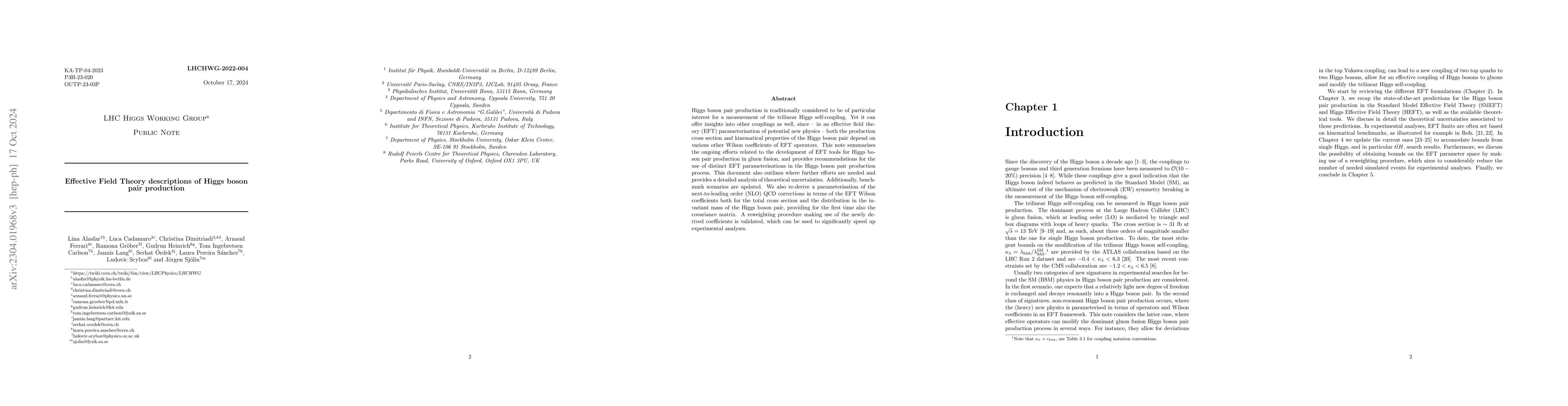 Thumbnail for Effective Field Theory descriptions of Higgs boson pair production