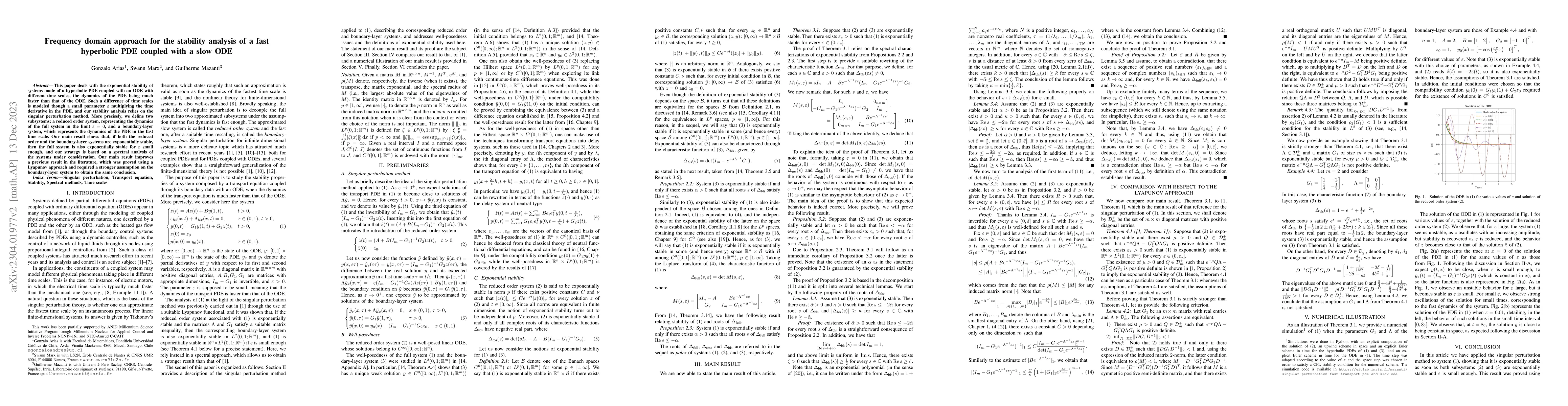Thumbnail for Frequency domain approach for the stability analysis of a fast
  hyperbolic PDE coupled with a slow ODE