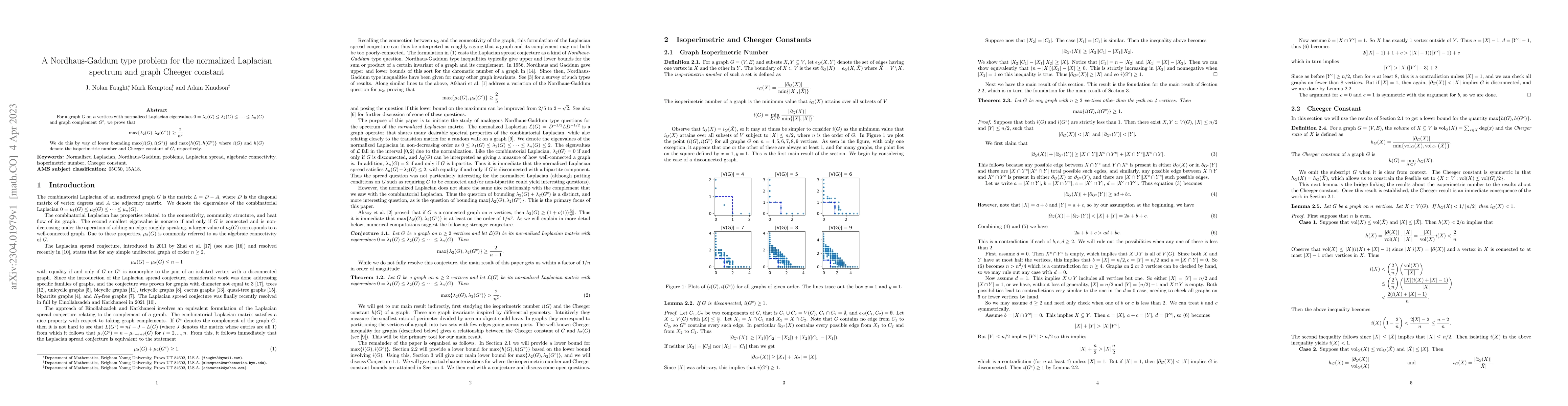 Thumbnail for A Nordhaus-Gaddum type problem for the normalized Laplacian spectrum and
  graph Cheeger constant