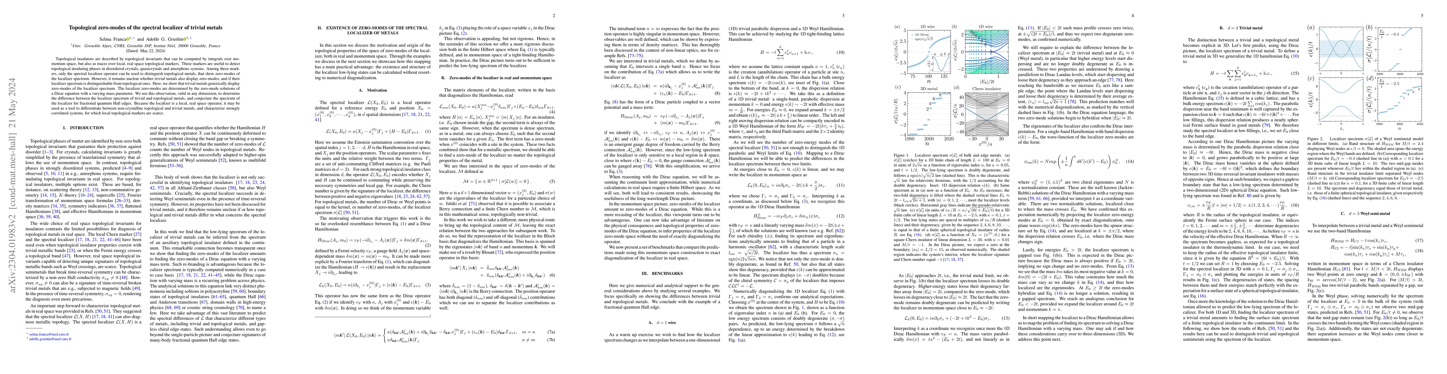 Thumbnail for Topological zero-modes of the spectral localizer of trivial metals