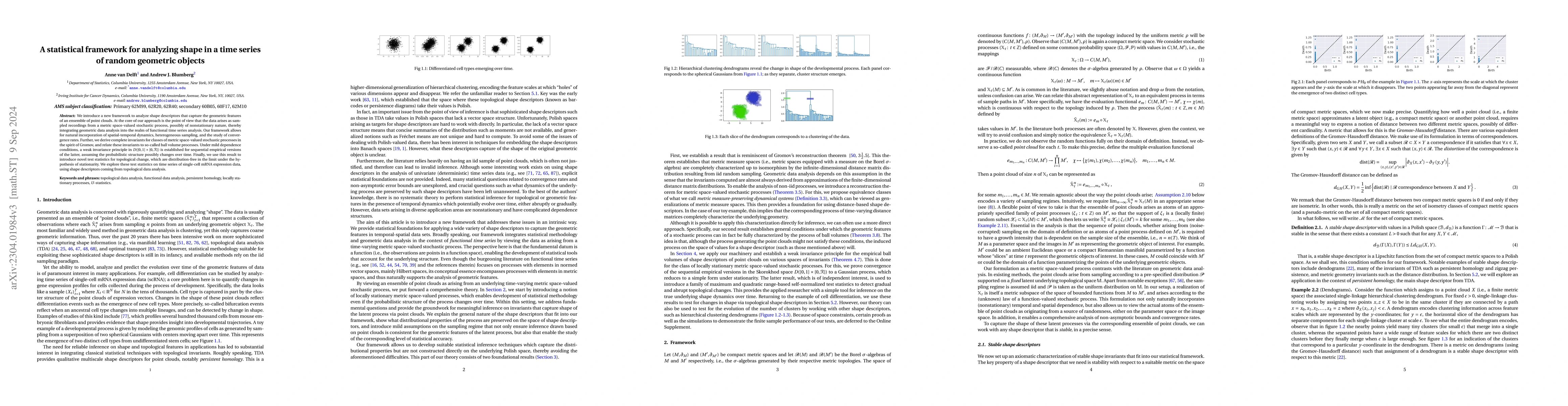 Thumbnail for A statistical framework for analyzing shape in a time series of random
  geometric objects