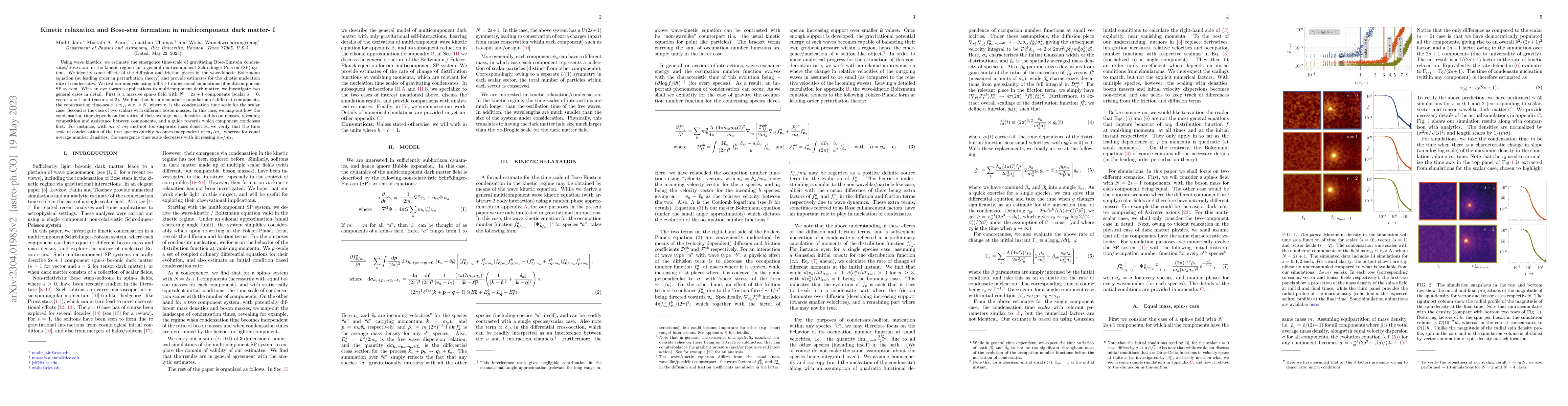 Thumbnail for Kinetic relaxation and Bose-star formation in multicomponent dark
  matter- I