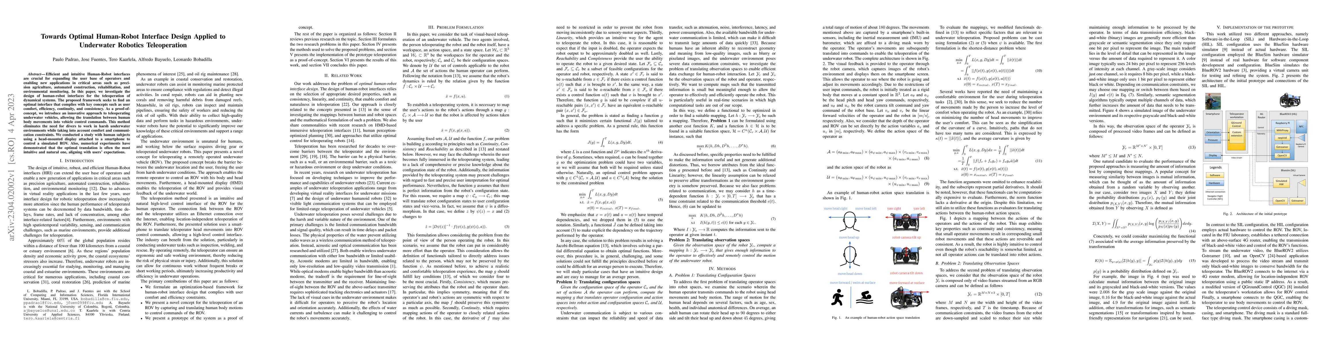 Thumbnail for Towards Optimal Human-Robot Interface Design Applied to Underwater
  Robotics Teleoperation