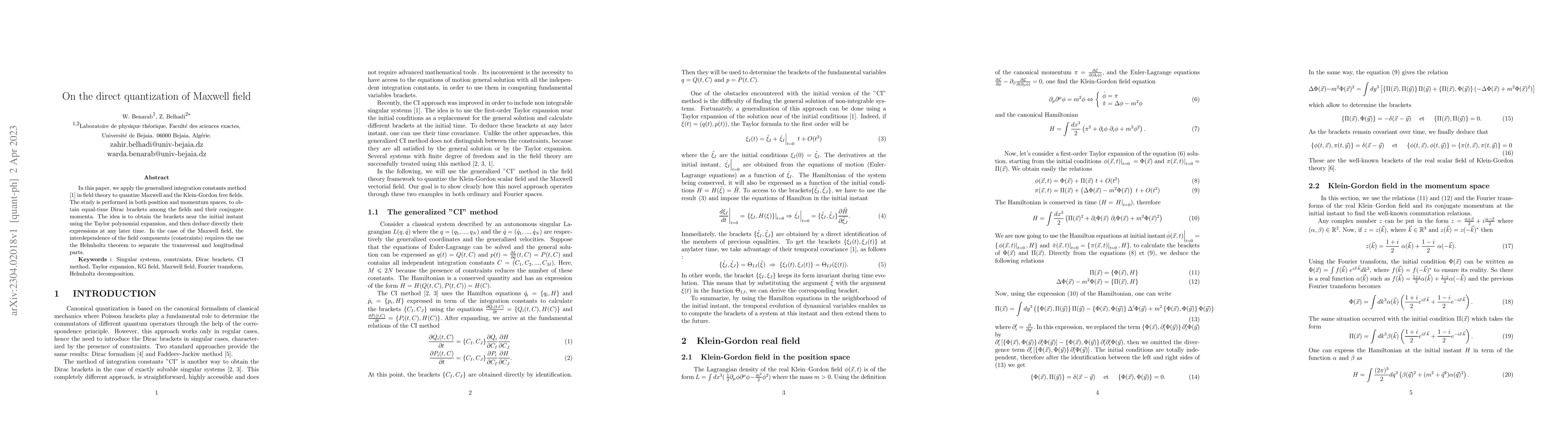 Thumbnail for On the direct quantization of Maxwell field