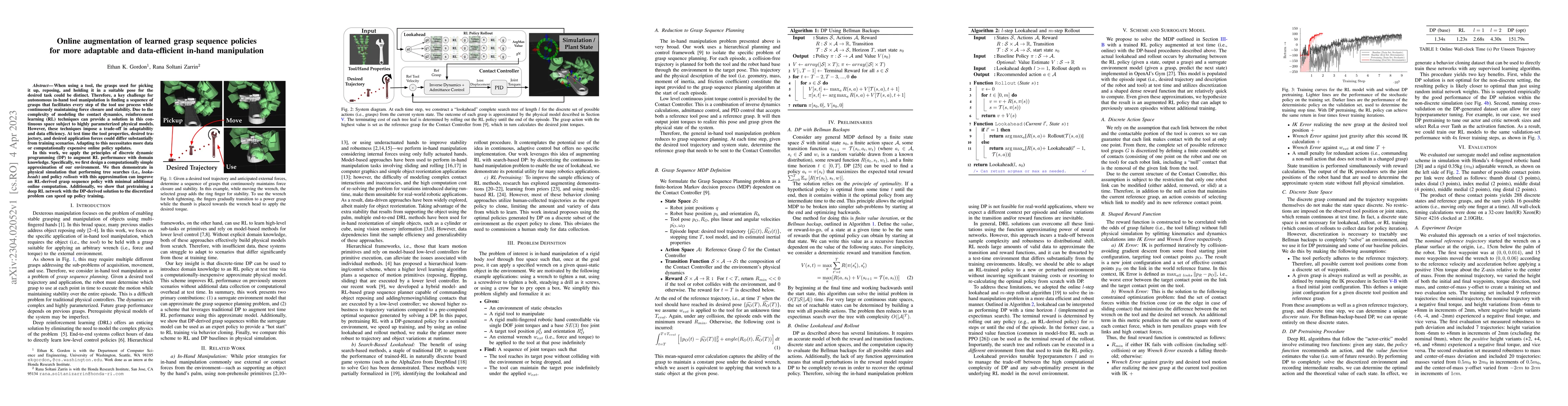 Thumbnail for Online augmentation of learned grasp sequence policies for more
  adaptable and data-efficient in-hand manipulation