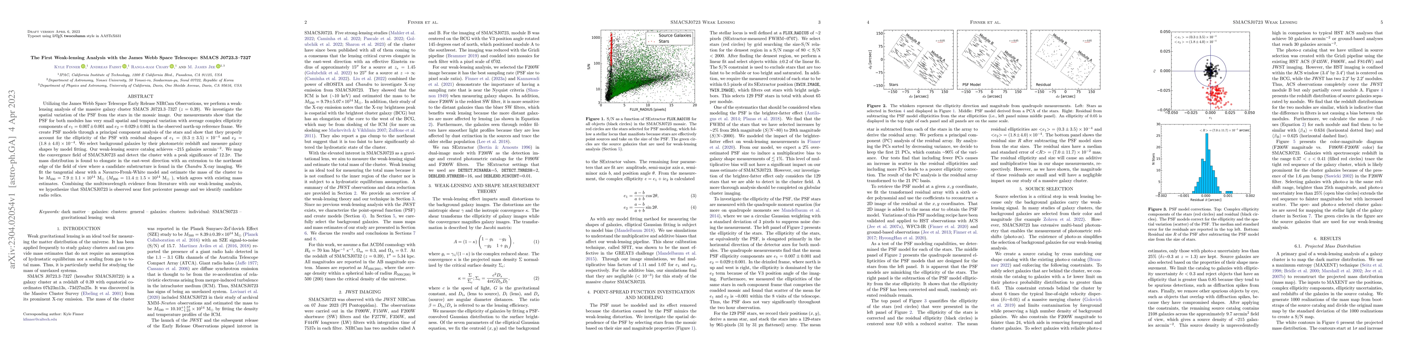 Thumbnail for The First Weak-lensing Analysis with the James Webb Space Telescope:
  SMACS J0723.3-7327