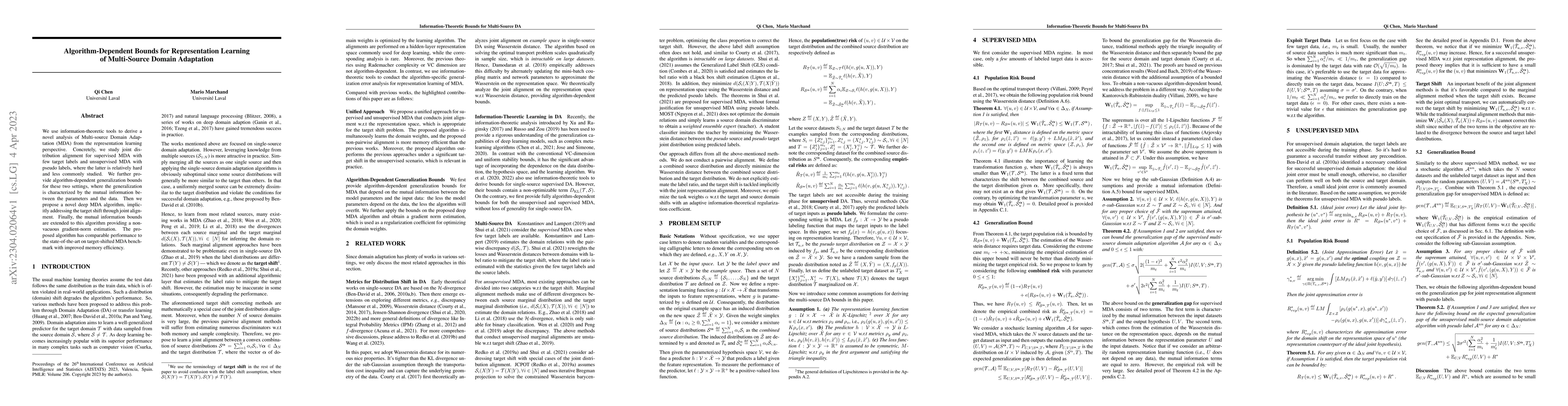 Thumbnail for Algorithm-Dependent Bounds for Representation Learning of Multi-Source
  Domain Adaptation