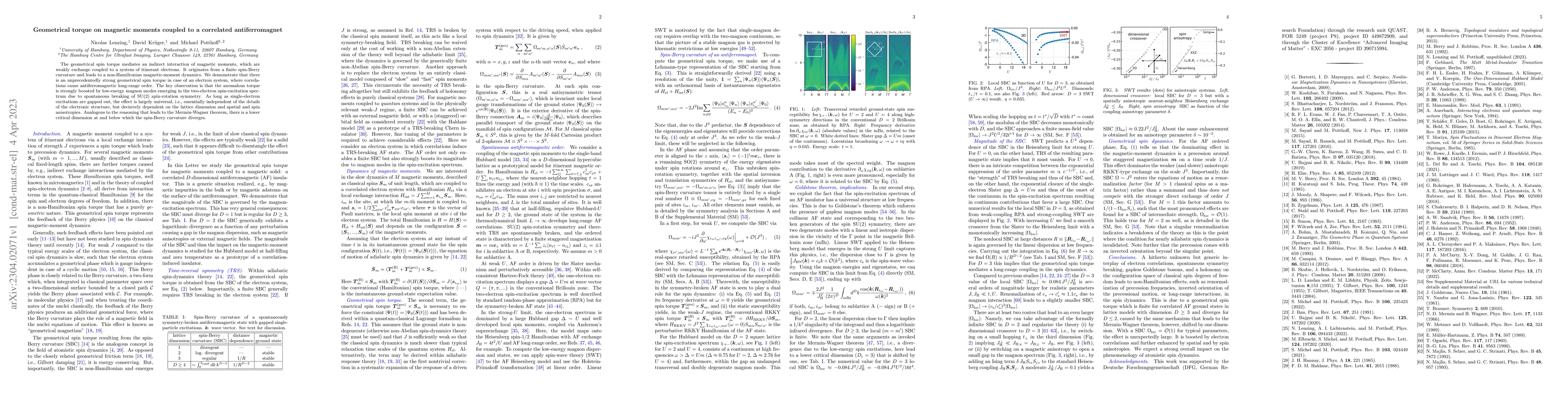 Thumbnail for Geometrical torque on magnetic moments coupled to a correlated
  antiferromagnet