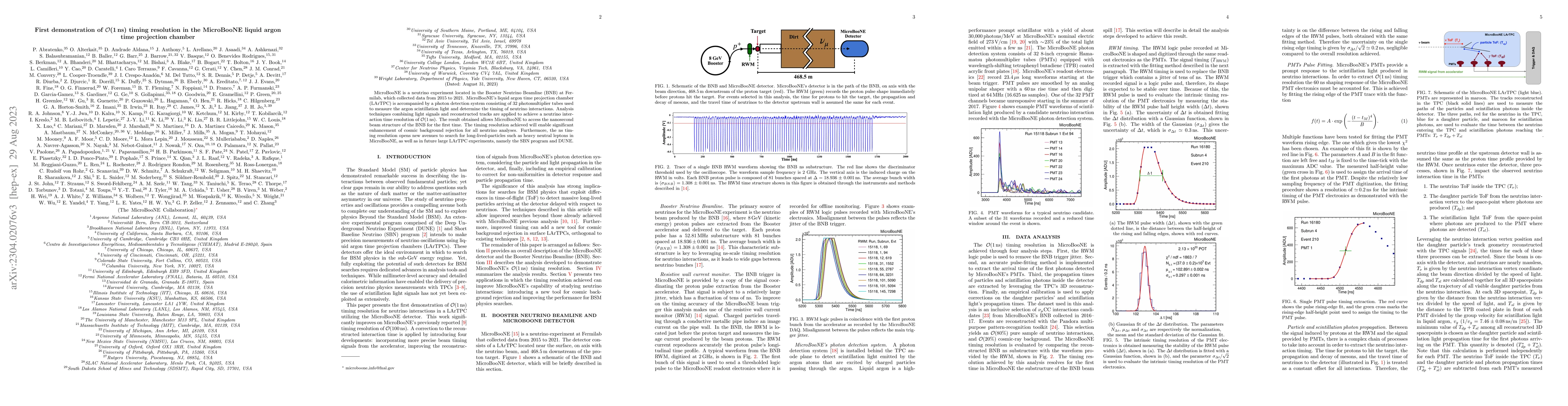 Thumbnail for First demonstration of $\mathcal{O}(1\,\text{ns})$ timing resolution in
  the MicroBooNE liquid argon time projection chamber
