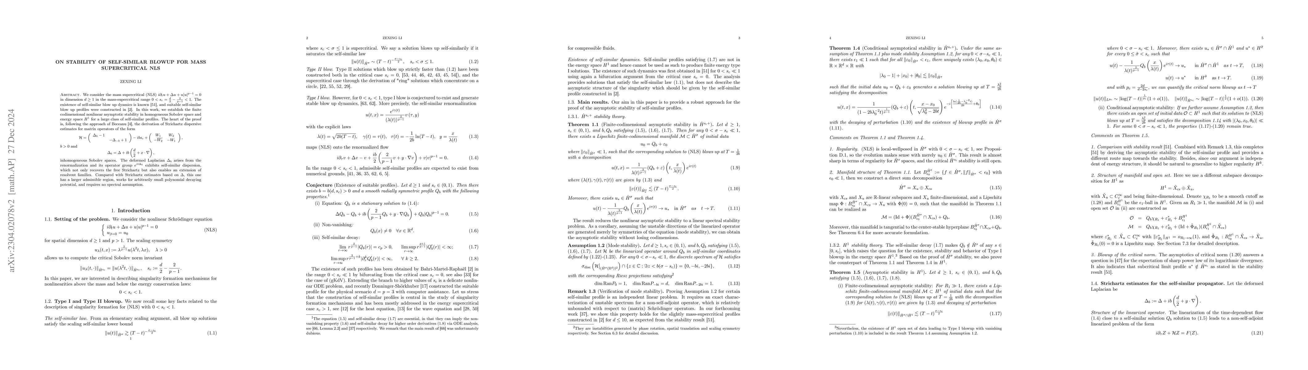 Thumbnail for On stability of self-similar blowup for mass supercritical NLS