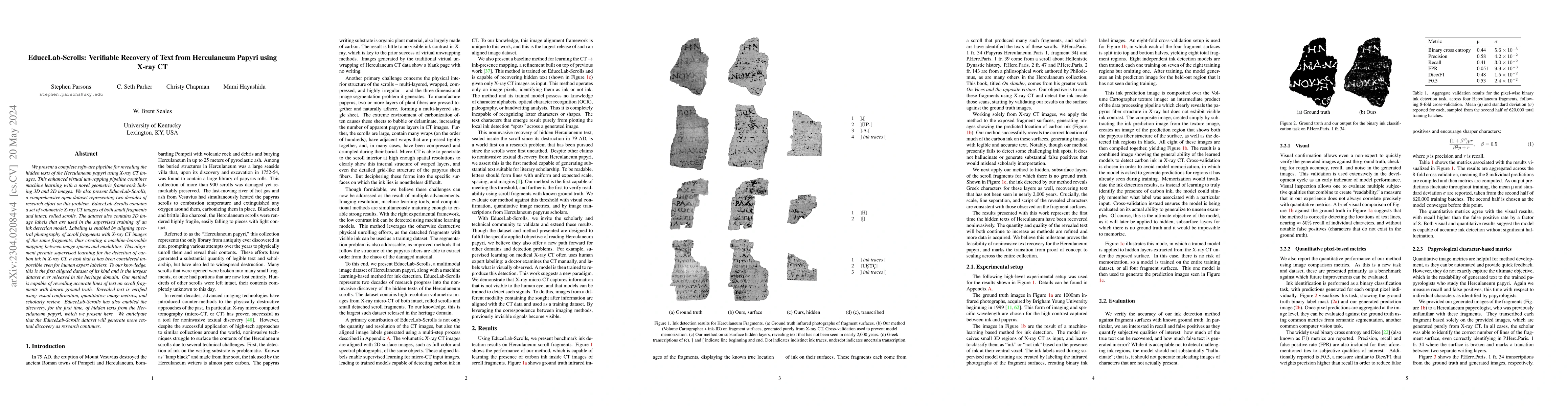 Thumbnail for EduceLab-Scrolls: Verifiable Recovery of Text from Herculaneum Papyri
  using X-ray CT