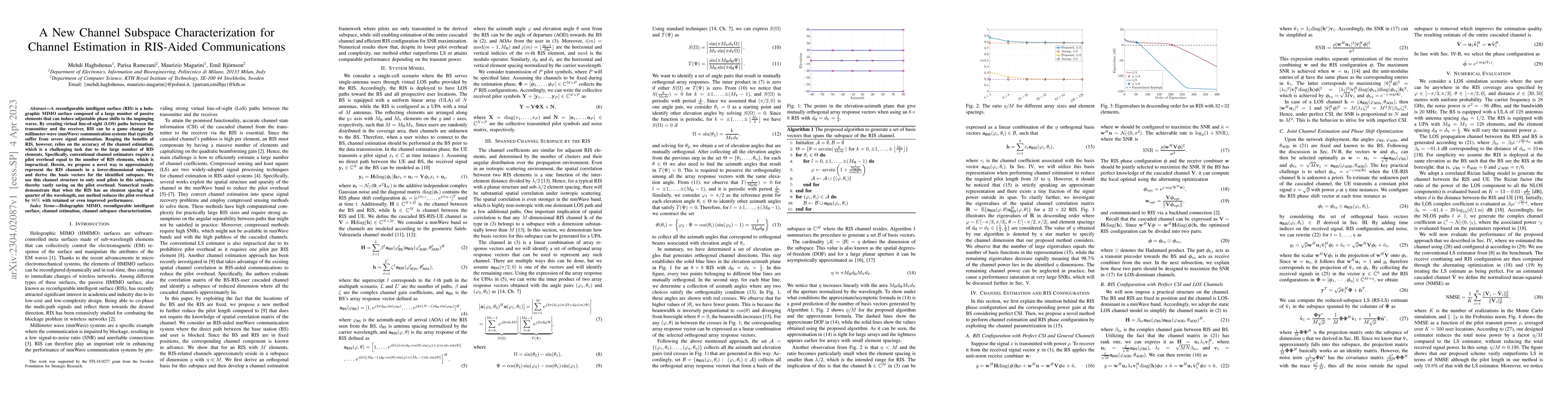 Thumbnail for A New Channel Subspace Characterization for Channel Estimation in
  RIS-Aided Communications