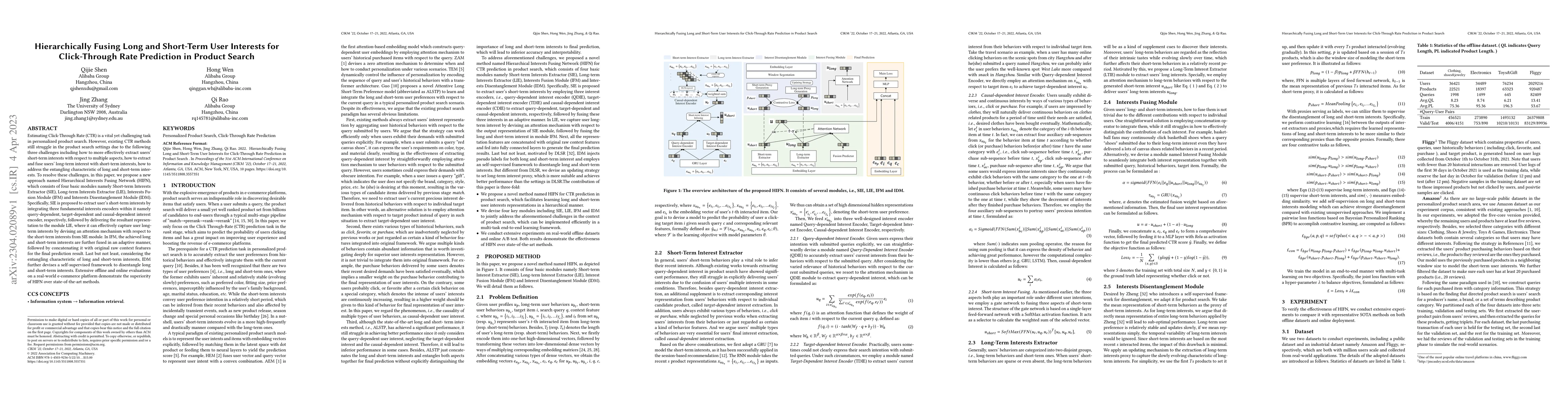 Thumbnail for Hierarchically Fusing Long and Short-Term User Interests for
  Click-Through Rate Prediction in Product Search