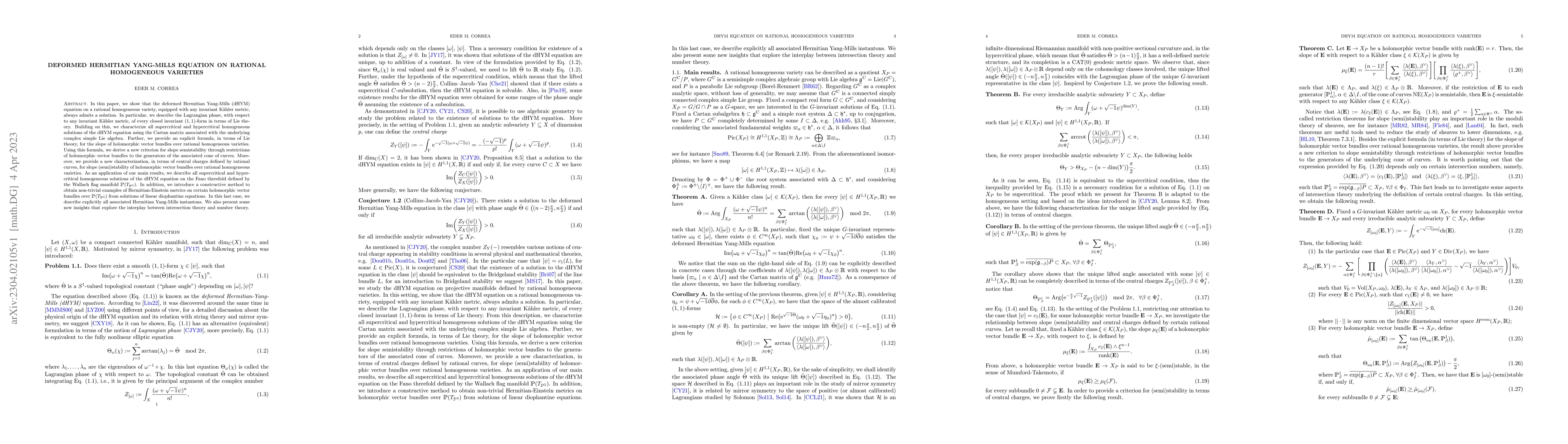 Thumbnail for Deformed Hermitian Yang-Mills equation on rational homogeneous varieties