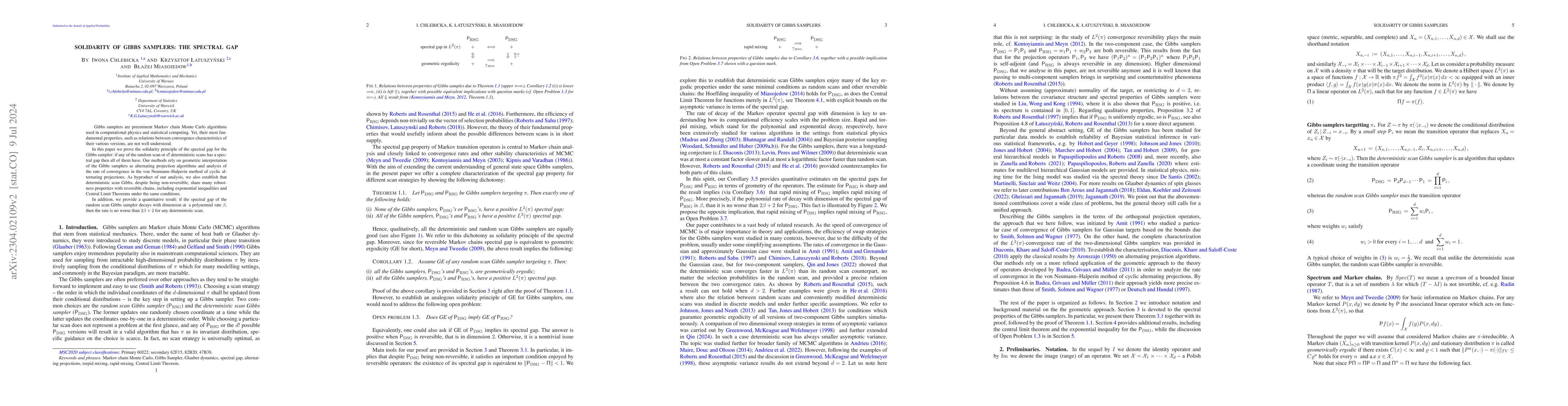 Thumbnail for Solidarity of Gibbs Samplers: the spectral gap